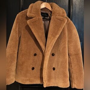 Pristine Banana Republic Tan Faux Fur Peacoat Coat Size XS
